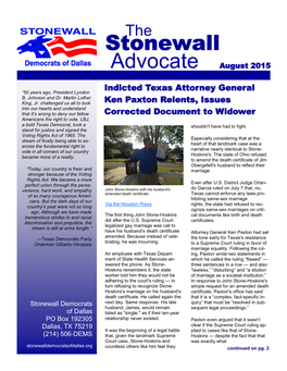 Stonewall Advocate August 2015