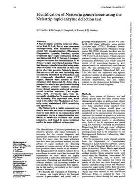 Neisstrip Rapid Enzyme Detection Test J Clin Pathol: First Published As 10.1136/Jcp.44.5.376 on 1 May 1991