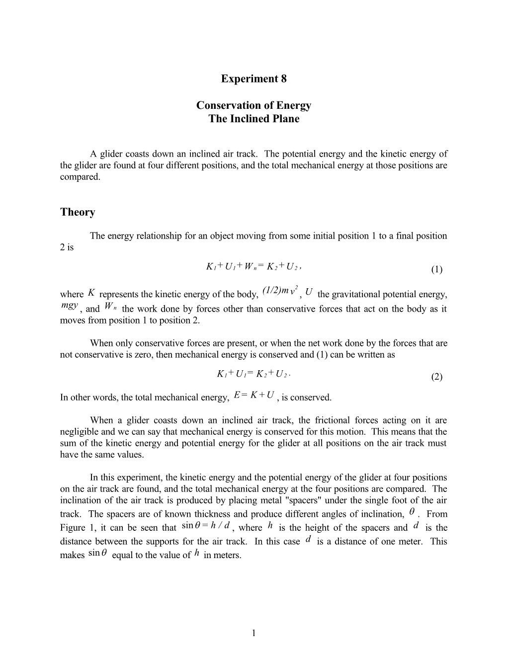 Conservation of Energy s1