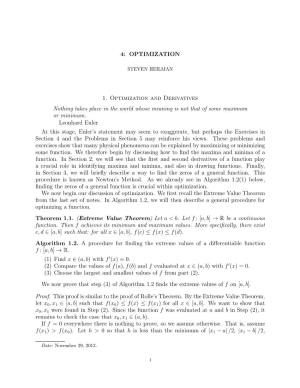 OPTIMIZATION 1. Optimization and Derivatives