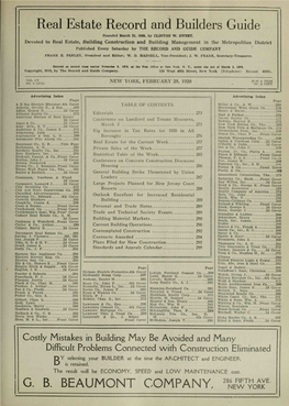 Real Estate Record and Builders Guide Founded Marcli 21, 1868, by CUNTON W