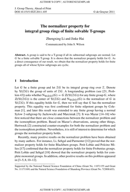 The Normalizer Property for Integral Group Rings of Finite Solvable T-Groups