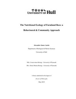 The Nutritional Ecology of Farmland Bees: A