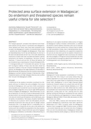 Do Endemism and Threatened Species Remain Useful Criteria for Site Selection ?