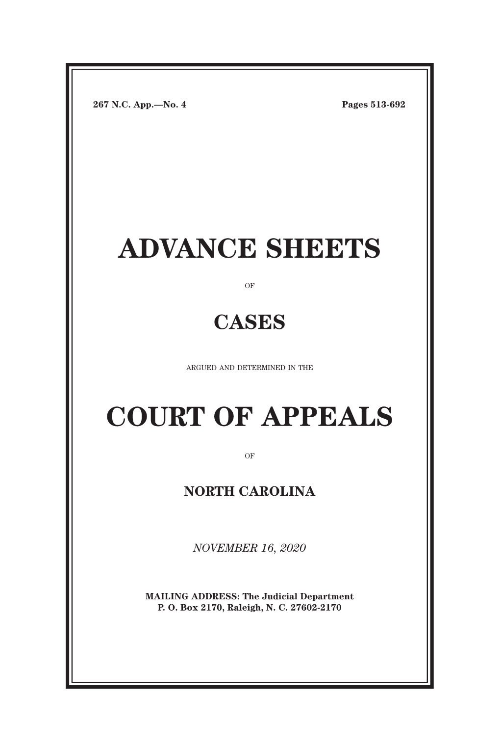 Advance Sheets Court of Appeals