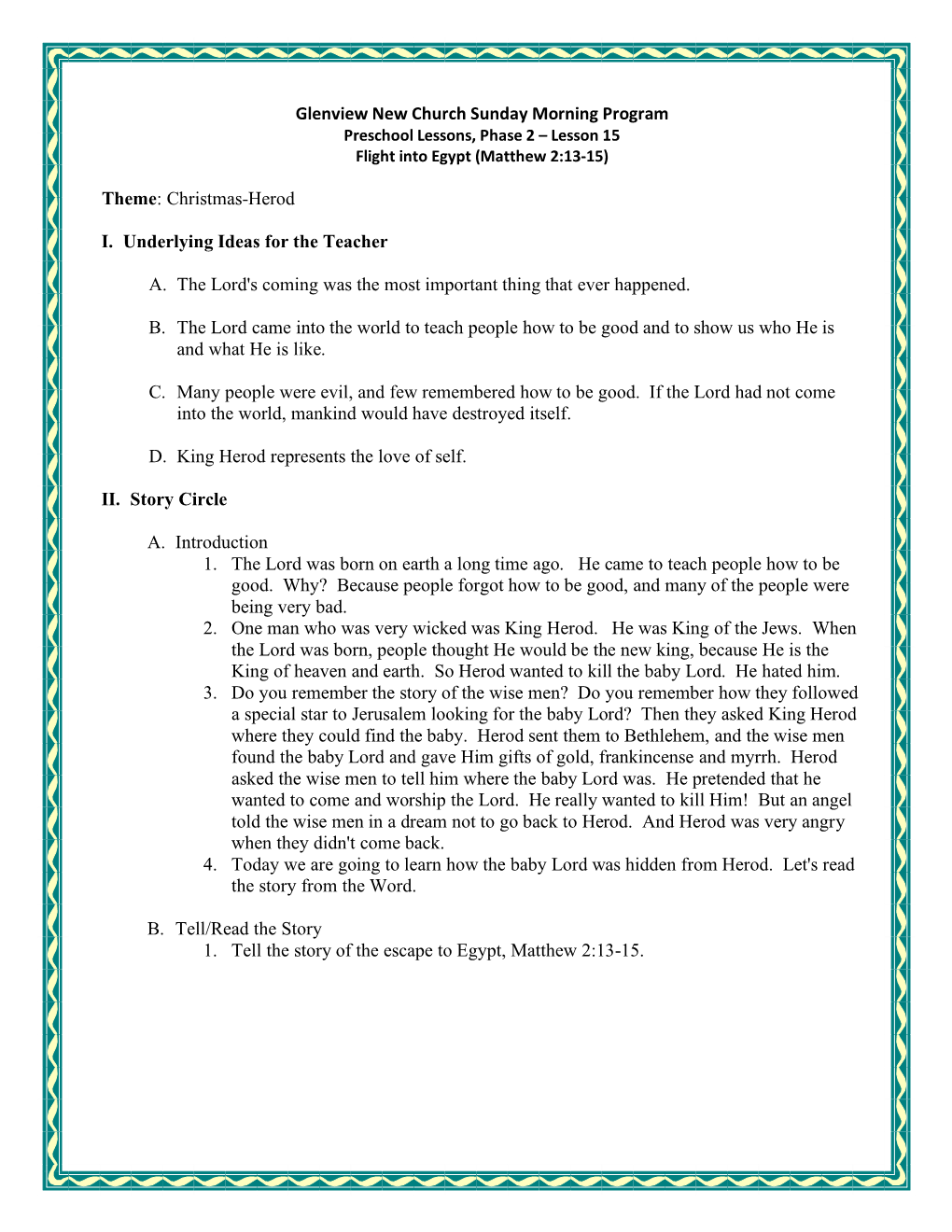 Preschool Lessons, Phase 2 – Lesson 15 Flight Into Egypt (Matthew 2:13 ...