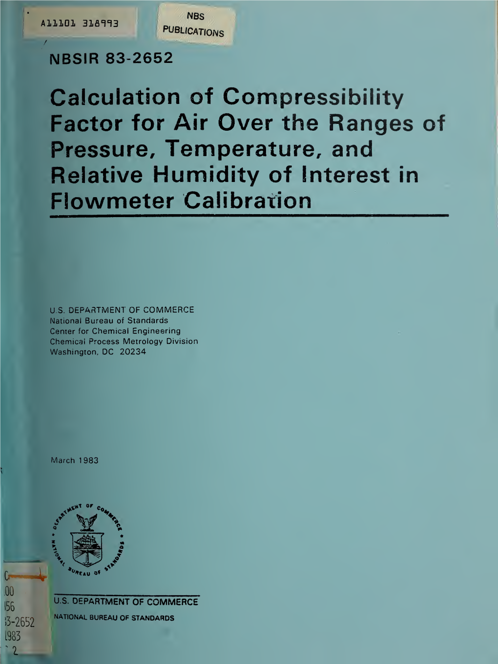 Calculation of Compressibility Factor for Air Over the Ranges of Pressure, Temperature, and Relative Humidity of Interest in Flowmeter Calibration