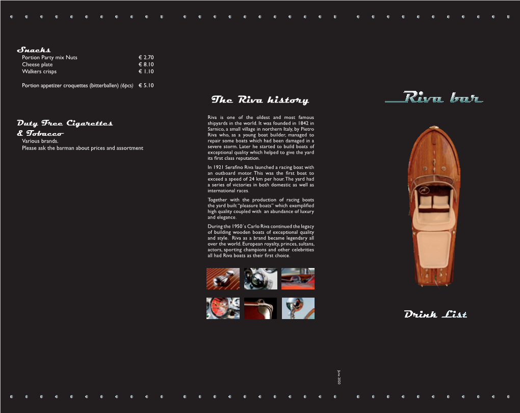 Riva Bar Menu