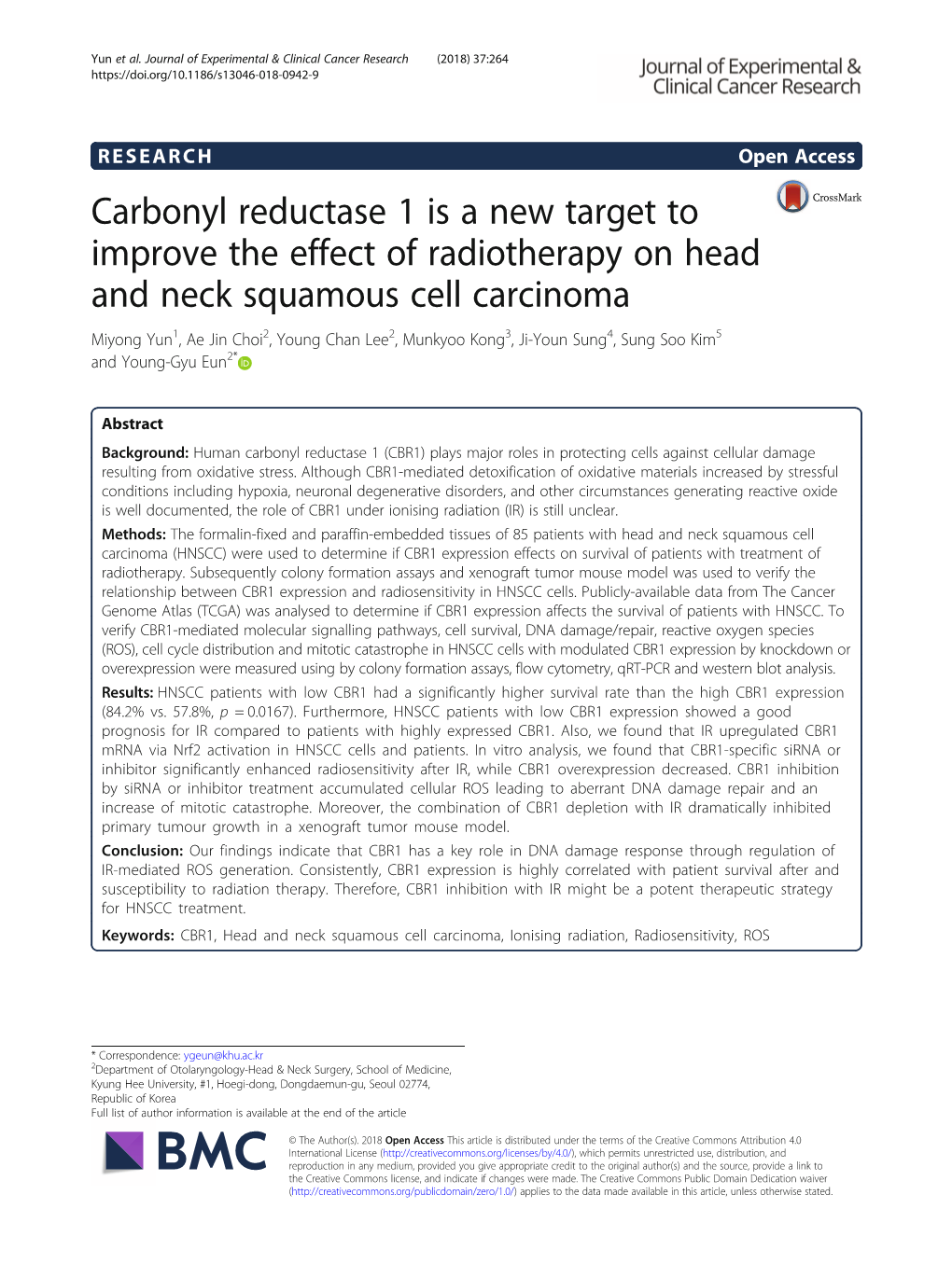 Carbonyl Reductase 1 Is a New Target to Improve the Effect of Radiotherapy on Head and Neck Squamous Cell Carcinoma
