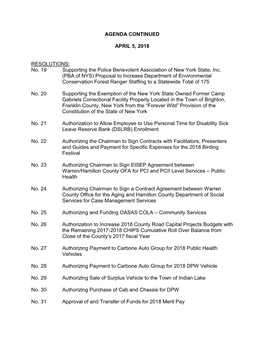 Agenda Continued April 5, 2018