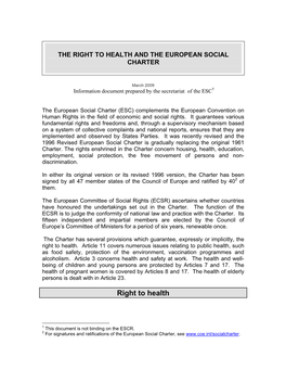 The Right to Health and the European Social Charter