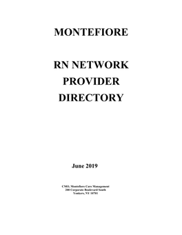 Montefiore Rn Network Provider Directory
