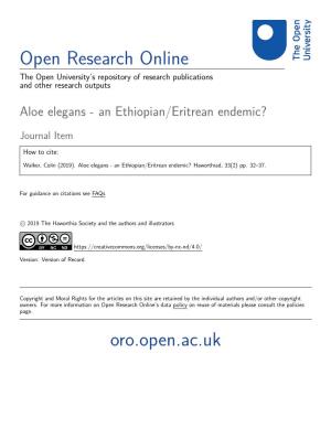 Aloe Elegans - an Ethiopian/Eritrean Endemic?