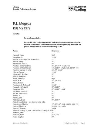 Handlist of the Megroz Archive