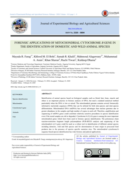 Journal of Experimental Biology and Agricultural Sciences FORENSIC