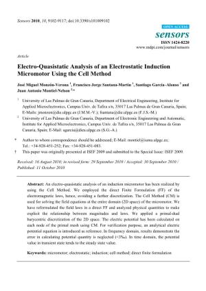 Electro‐Quasistatic Analysis of an Electrostatic Induction Micromotor Using the Cell Method