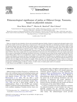 Palaeoecological Significance of Palms at Olduvai Gorge, Tanzania, Based on Phytolith Remains