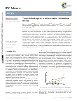 Towards Bioinspired in Vitro Models of Intestinal Mucus