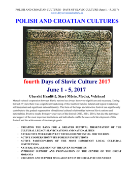 POLISH and CROATIAN CULTURES Fourth Days of Slavic Culture 2017