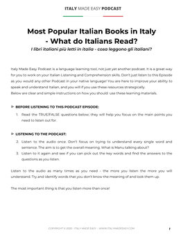 Most Popular Italian Books in Italy - What Do Italians Read? I Libri Italiani Più Letti in Italia - Cosa Leggono Gli Italiani?