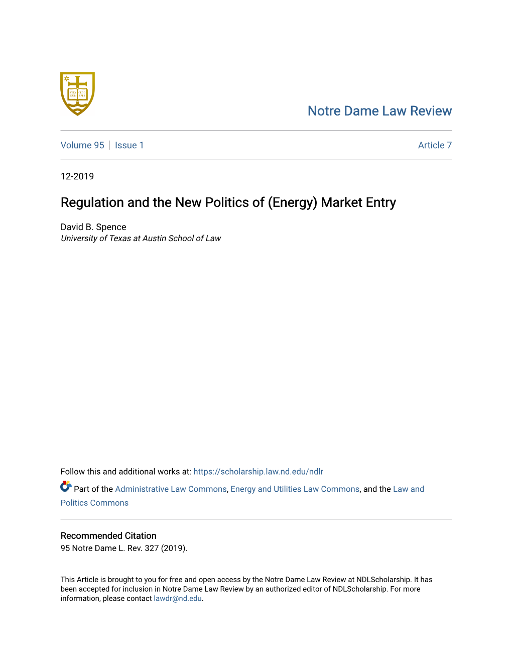 Regulation and the New Politics of (Energy) Market Entry