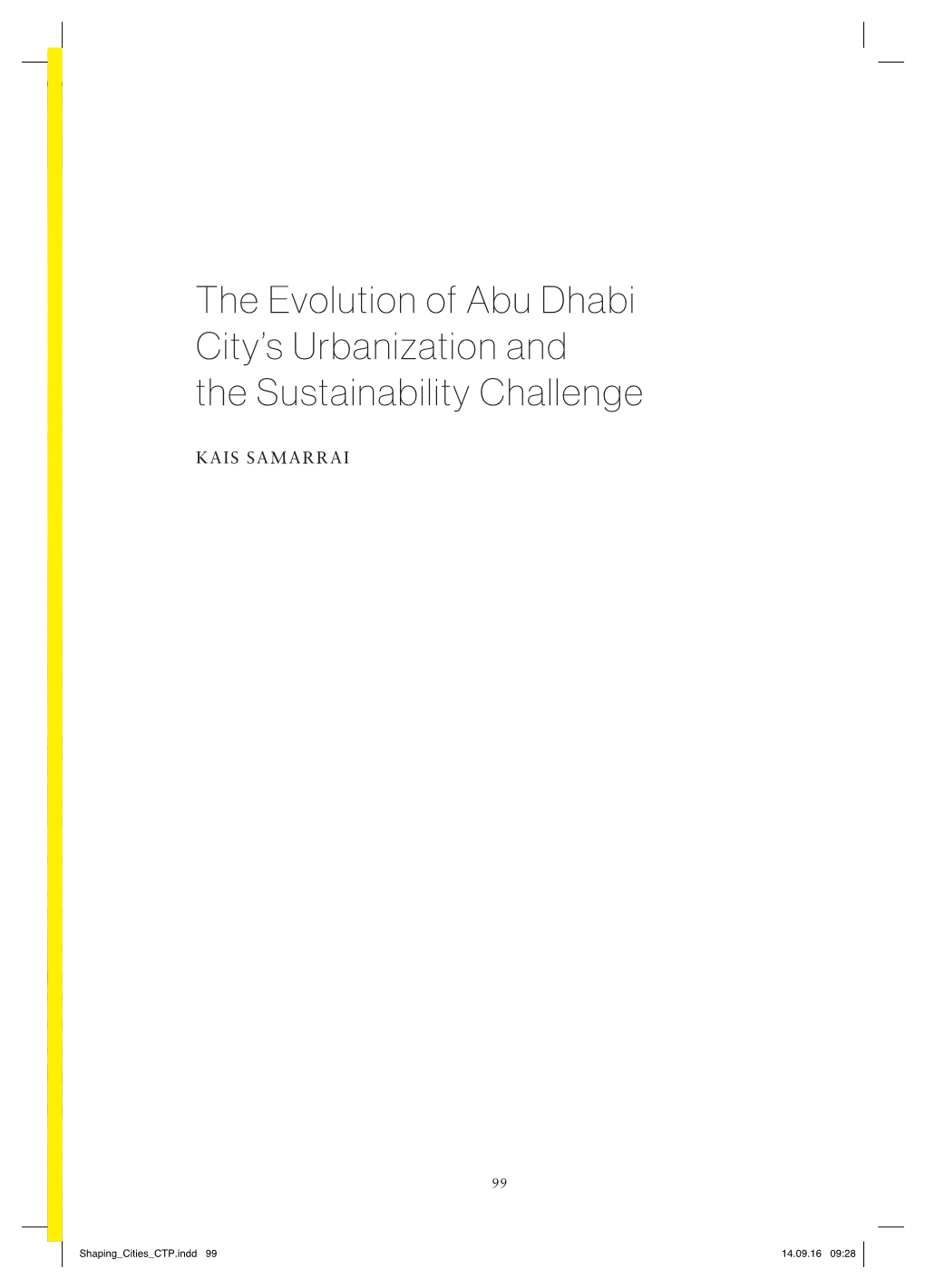 The Evolution of Abu Dhabi City's Urbanization and the Sustainability
