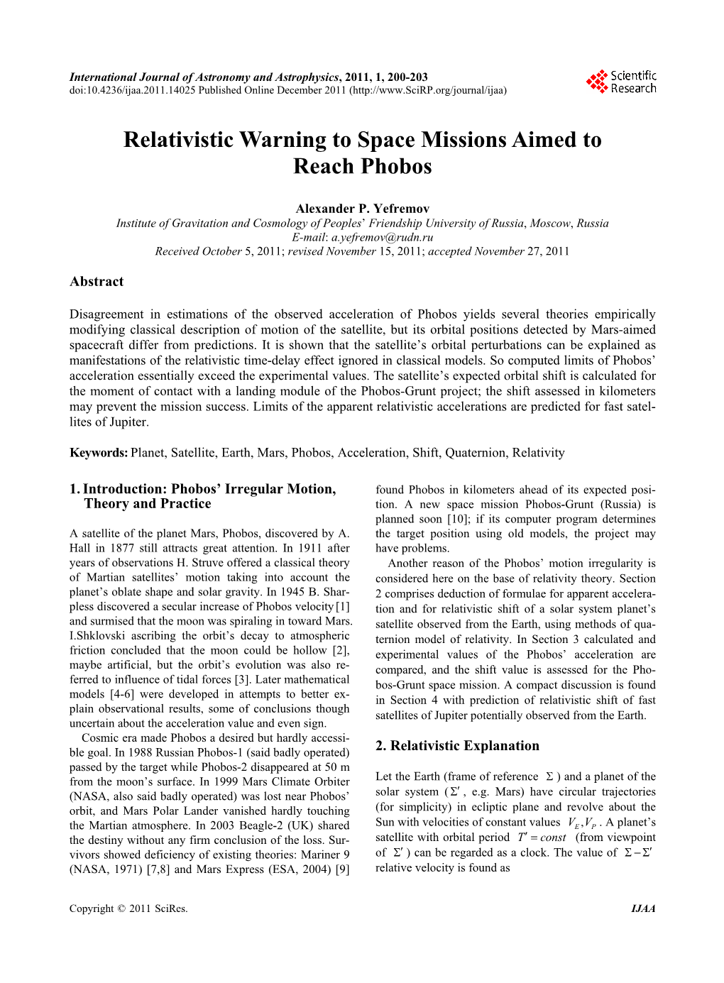 Relativistic Warning to Space Missions Aimed to Reach Phobos