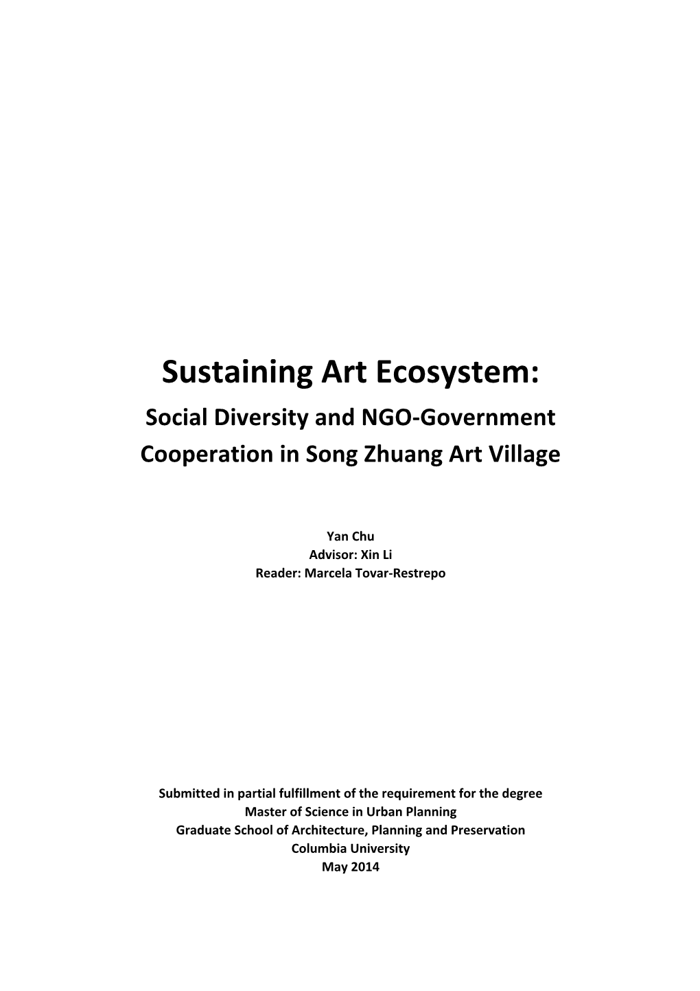 Sustaining Art Ecosystem: Social Diversity and NGO-Government Cooperation in Song Zhuang Art Village
