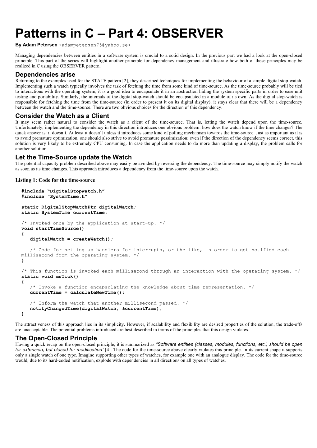 Patterns in C