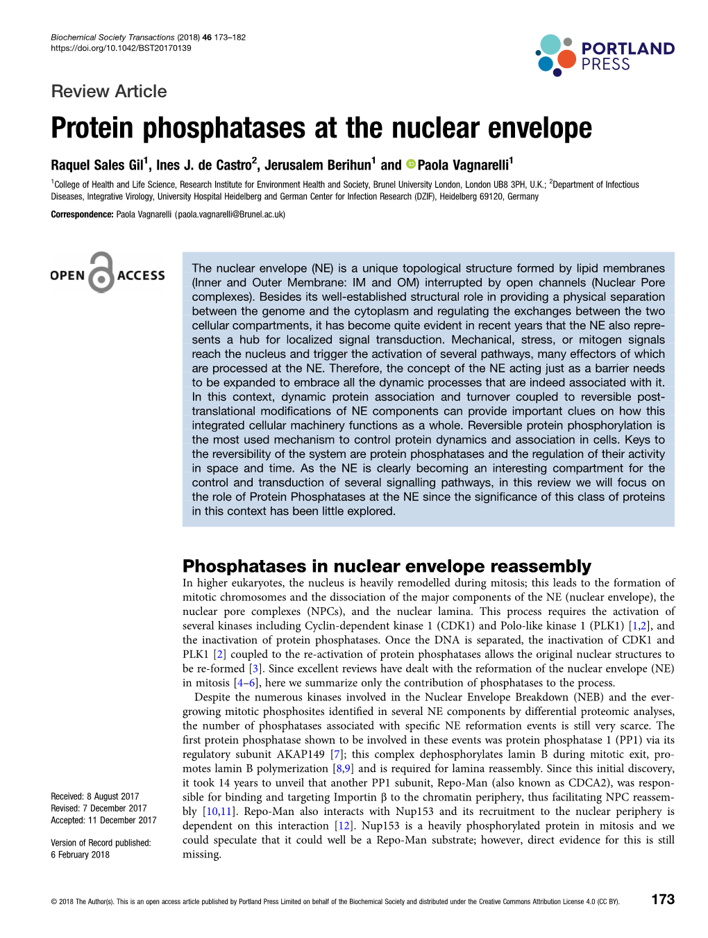 Protein Phosphatases at the Nuclear Envelope