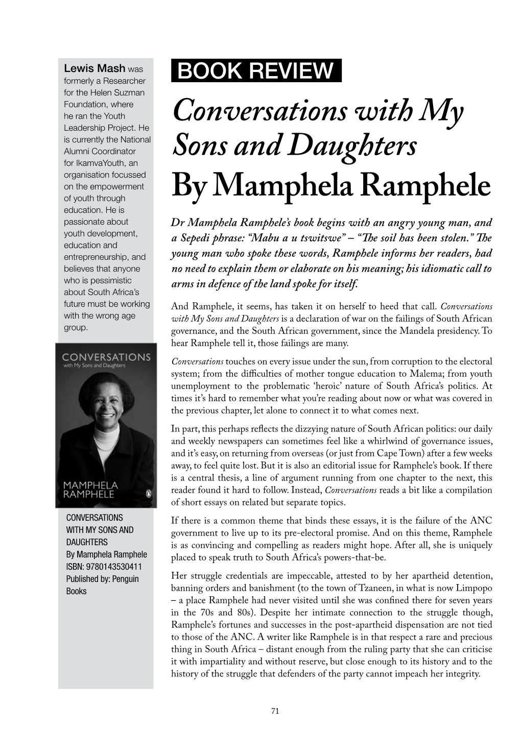 Conversations with My Sons and Daughters by Mamphela Ramphele