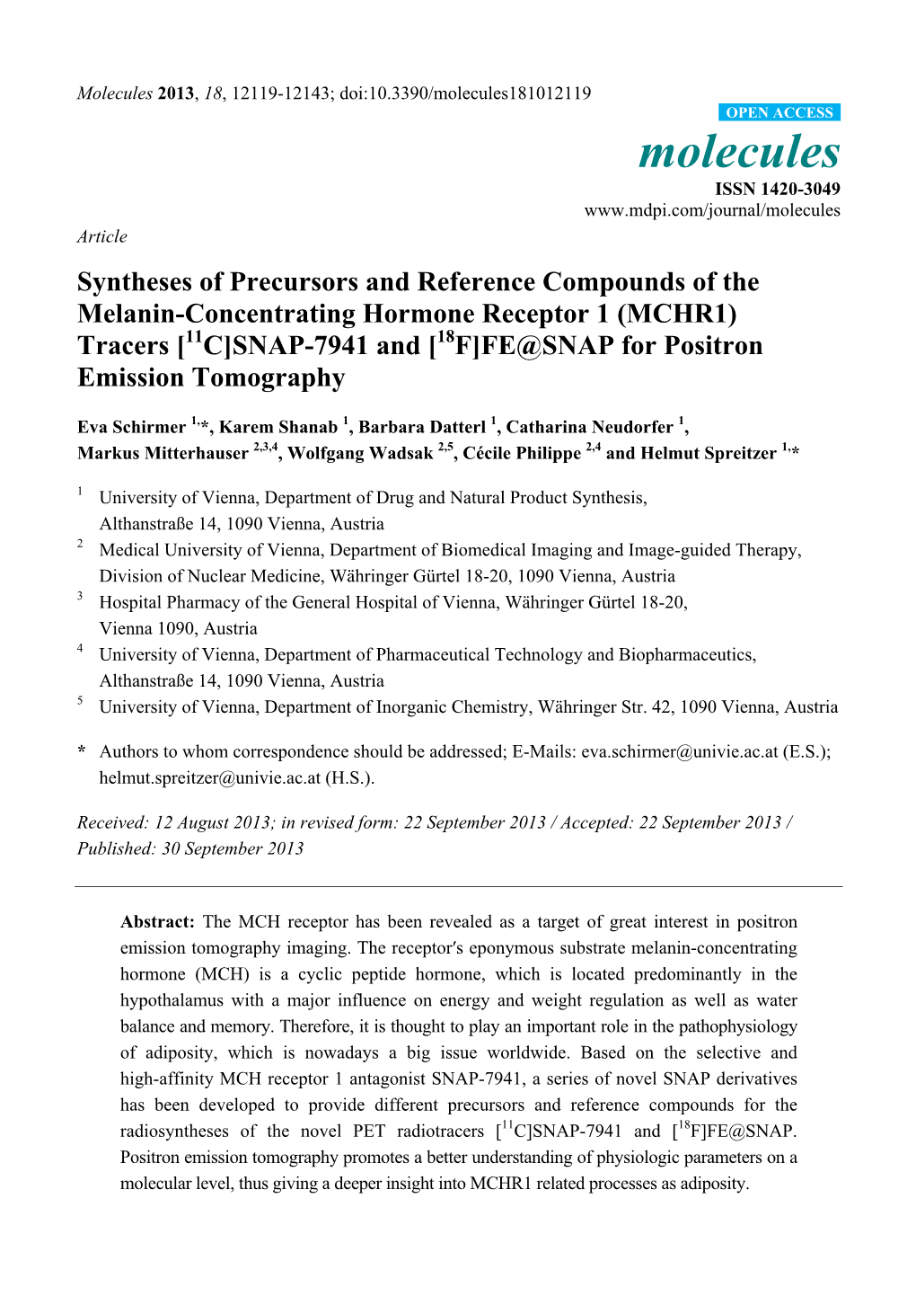 Syntheses of Precursors and Reference