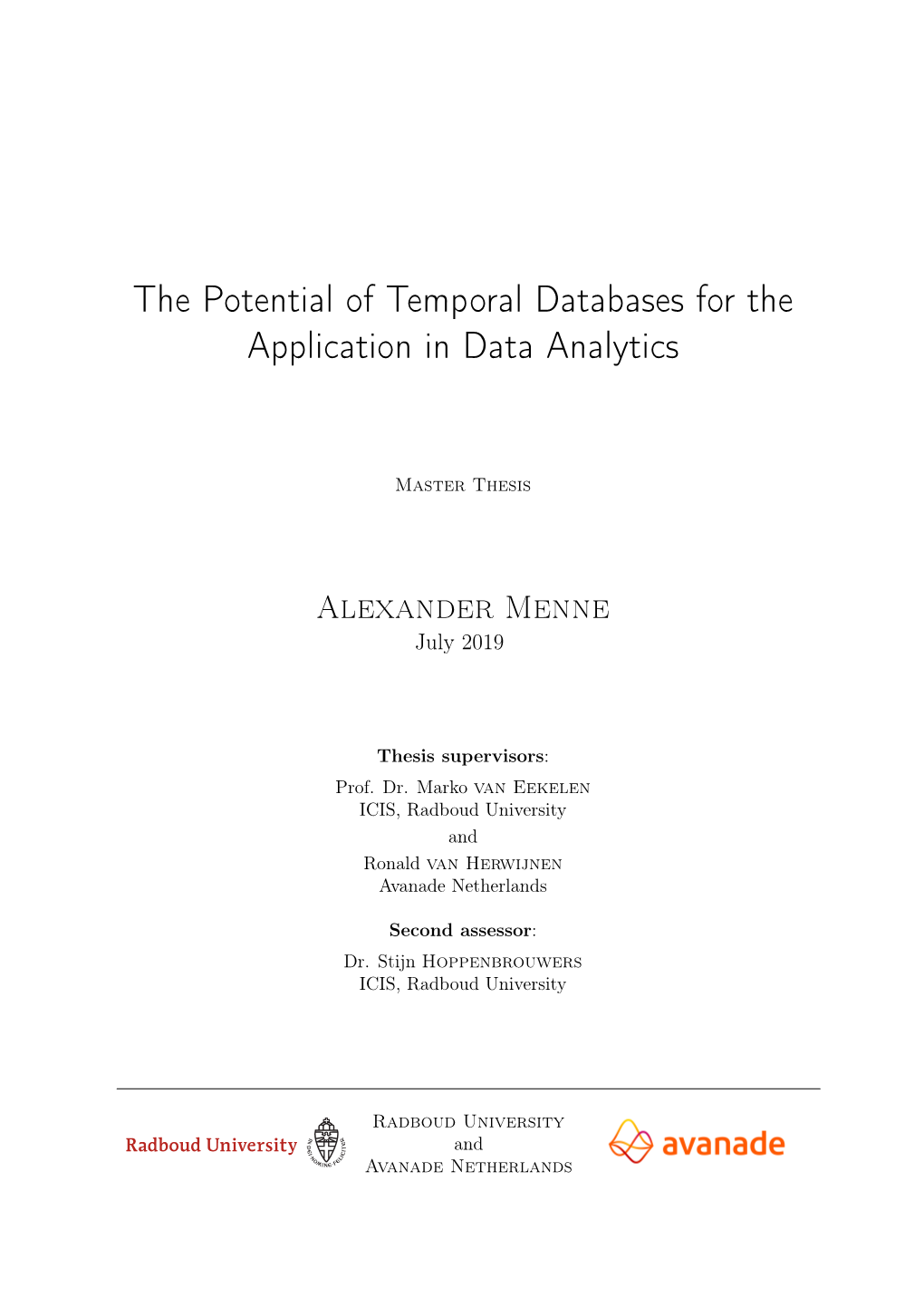 The Potential of Temporal Databases for the Application in Data Analytics