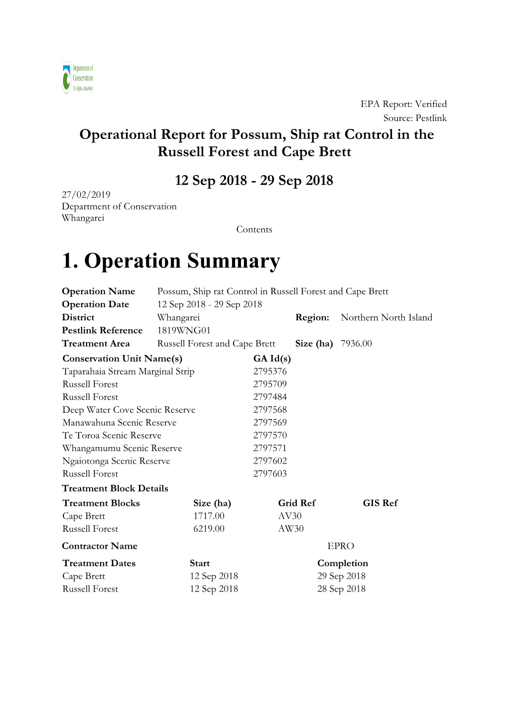 2018 Northland Russell Forest and Cape Brett Report(PDF