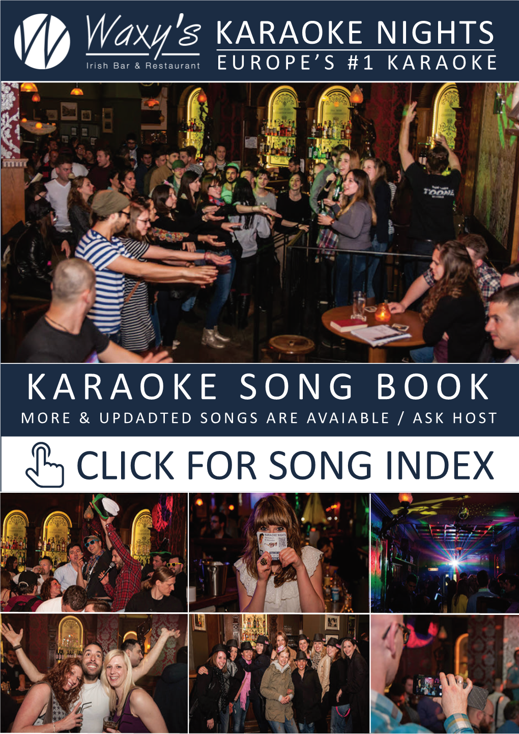 Song Index Karaoke Nights Europe’S #1 Karaoke Waxy's Karaoke Song Index