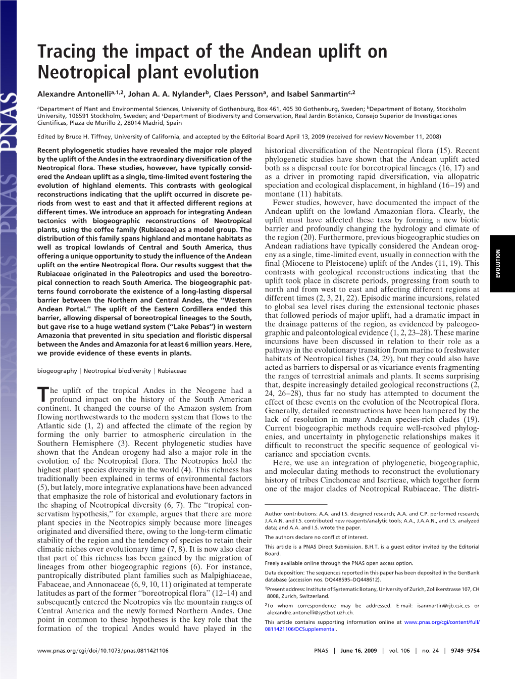 Tracing the Impact of the Andean Uplift on Neotropical Plant Evolution