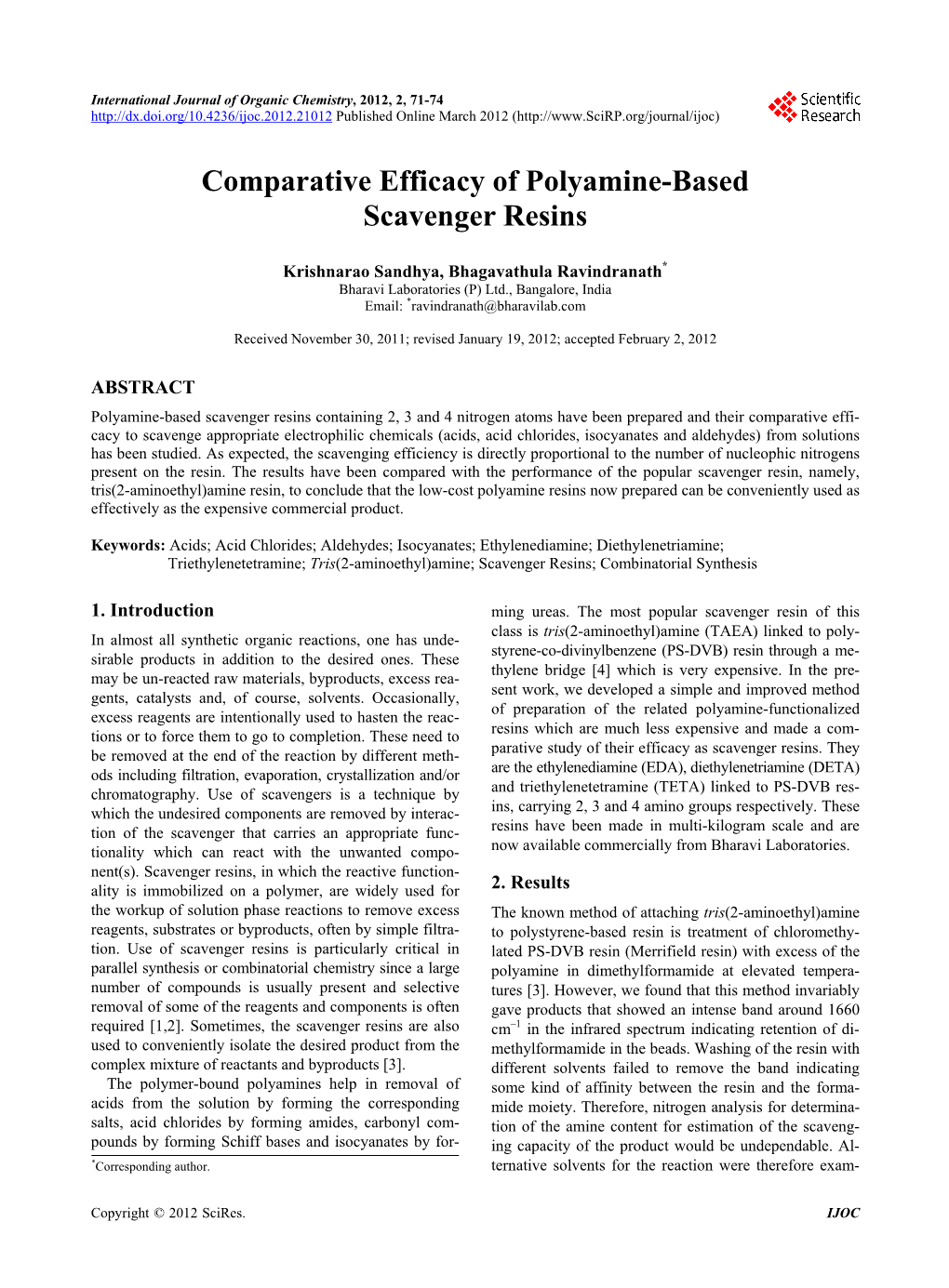 Comparative Efficacy of Polyamine-Based Scavenger Resins