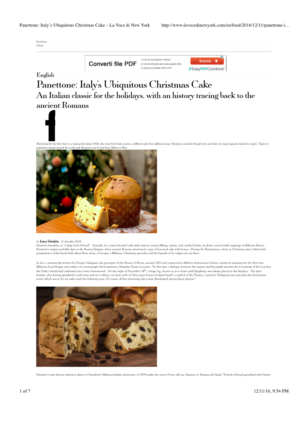 Panettone- Italy's Ubiquitous Christmas Cake