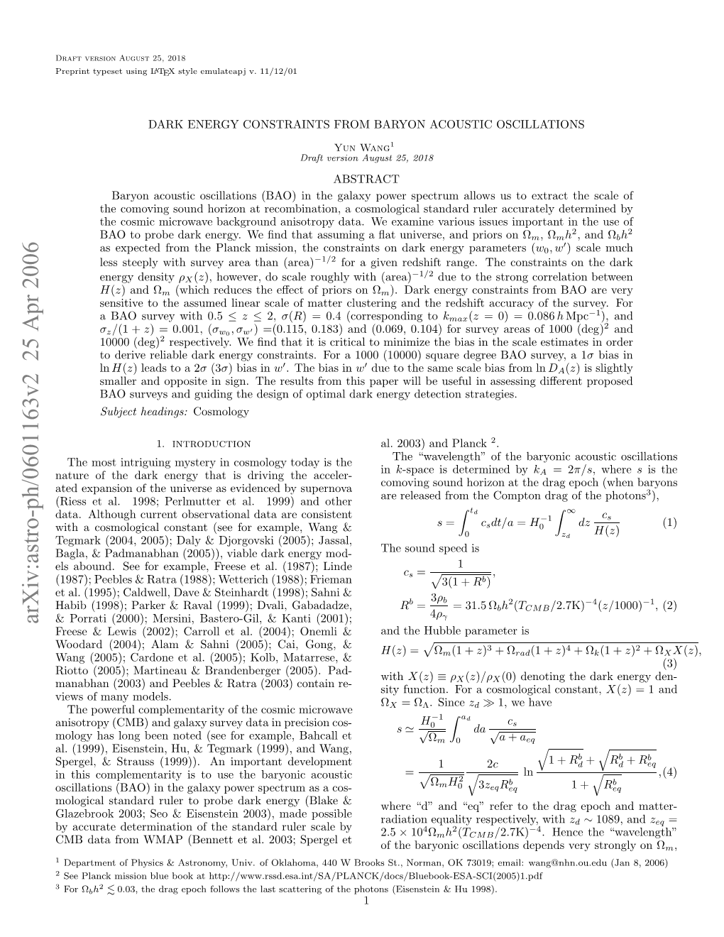 Arxiv:Astro-Ph/0601163V2 25 Apr 2006 Rpittpstuigl Using Typeset Preprint 2018 25, August Version Draft 1 2 M Aafo MP(Ent Ta.20;Seglet Spergel 2003; Al