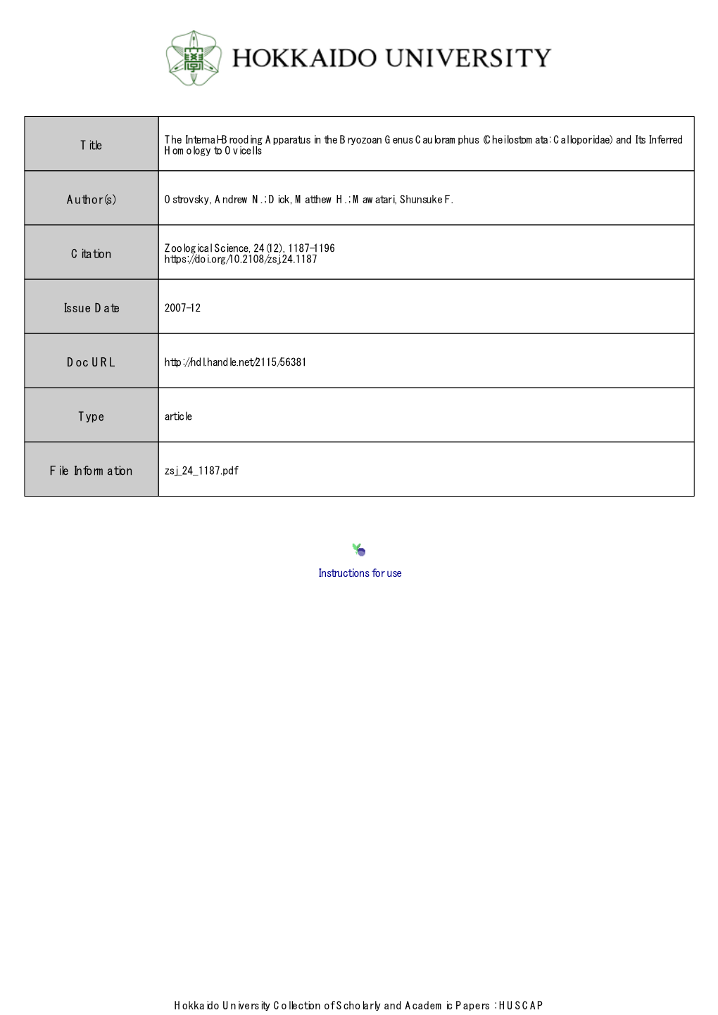 Cheilostomata: Calloporidae) and Its Inferred Title Homology to Ovicells