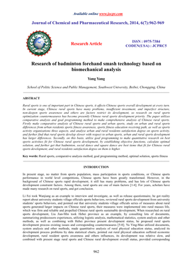 Research of Badminton Forehand Smash Technology Based on Biomechanical Analysis
