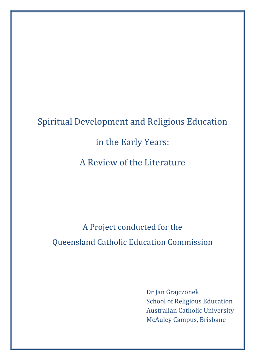 Spiritual Development and Religious Education in the Early Years