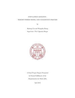 Population Genetics: Wright Fisher Model and Coalescent Process