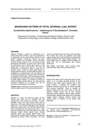 Branching Pattern of Fetal Internal Iliac Artery Rev Arg De Anat Clin; 2010, 2 (3): 100-105 ______