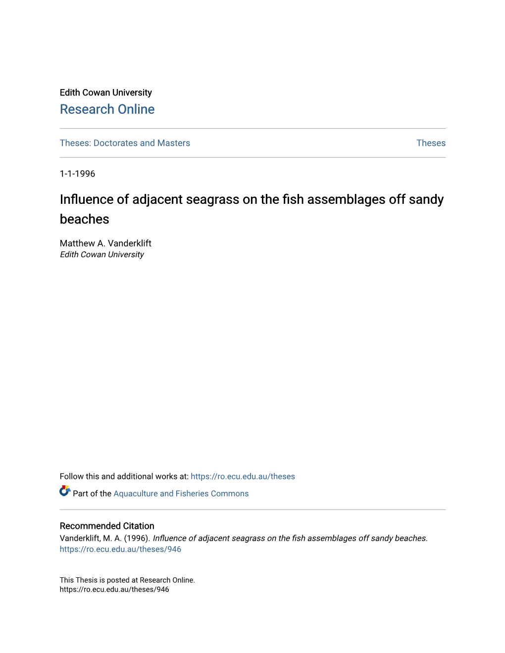 Influence of Adjacent Seagrass on the Fish Assemblages Off Sandy Beaches