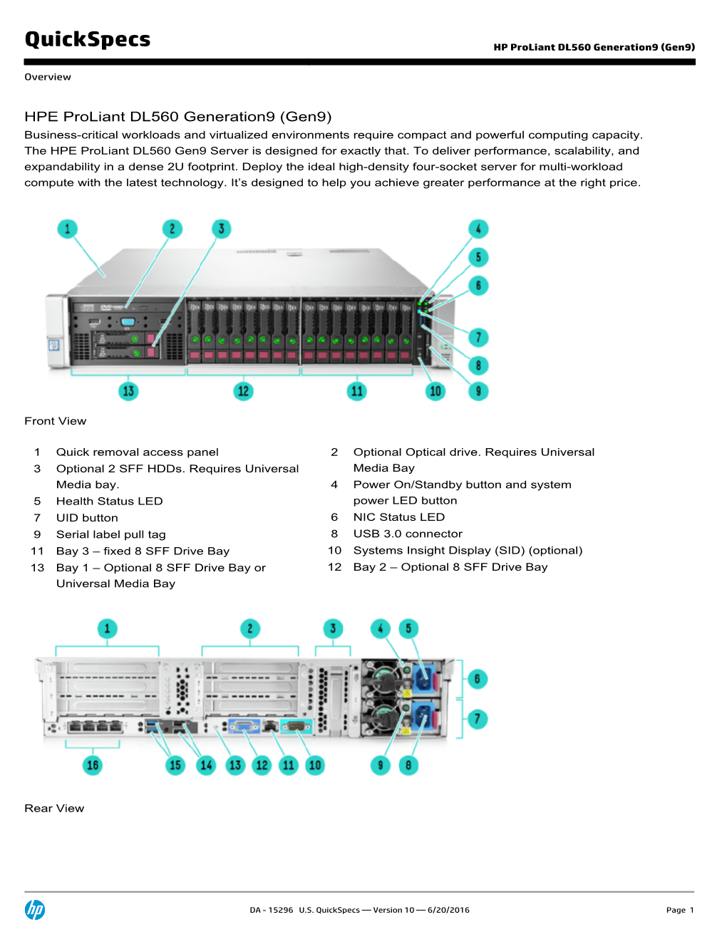 HP Proliant DL560 Generation9 (Gen9)