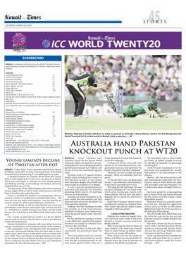 Australia Hand Pakistan Knockout Punch at WT20