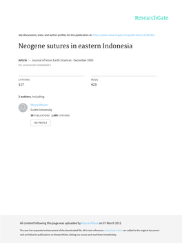 Neogene Sutures in Eastern Indonesia