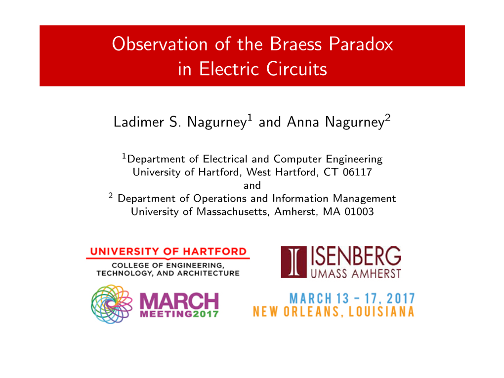 Observation of the Braess Paradox in Electric Circuits