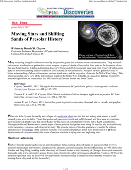 Moving Stars and Shifting Sands of Presolar History